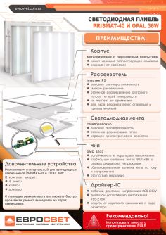 Світильник світлодіодна панель ЕВРОСВЕТ 36Вт OPAL 4000K 3000Лм promo pack, фото 5