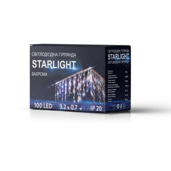 Гирлянда STARLIGHT бахрома мульти 100LED IP20 прозрачный 3.2x0.7м, фото 4
