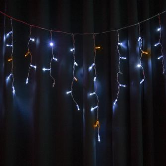 Гирлянда уличная STARLIGHT бахрома белый/желтый Flash 75LED IP44 прозрачный 2x0.7м, фото 2