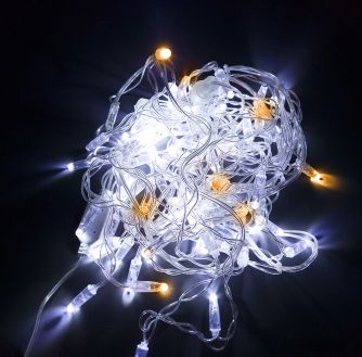 Гирлянда уличная STARLIGHT бахрома белый/желтый Flash 75LED IP44 прозрачный 2x0.7м, фото 3
