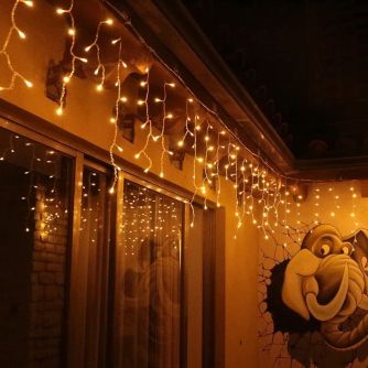 Гирлянда уличная STARLIGHT бахрома белый/желтый Flash 75LED IP44 прозрачный 2x0.7м, фото 10