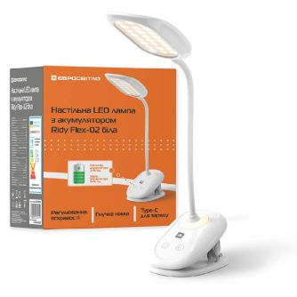 Детальніше про Настільна LED лампа з акумулятором Євросвітло Ridy Flex-02 біла Настільна LED лампа з акумулятором Євросвітло Ridy Flex-02 біла