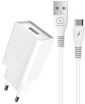 Сетевое зарядное устройство USB 5V/2.1А White (microUSB в подарок)