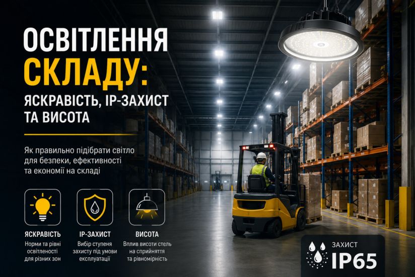 Освітлення складу: яскравість, IP-захист та висота Освітлення складу: яскравість, IP-захист та висота