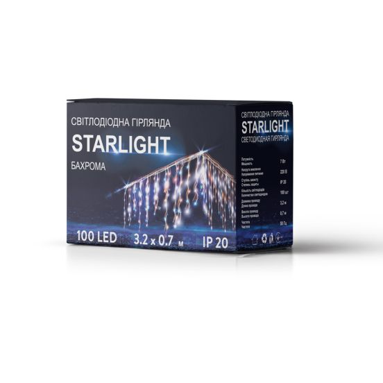 Подробнее о Гирлянда STARLIGHT бахрома мульти 100LED IP20 прозрачный 3.2x0.7м, фото 4 Гирлянда STARLIGHT бахрома мульти 100LED IP20 прозрачный 3.2x0.7м, фото 4
