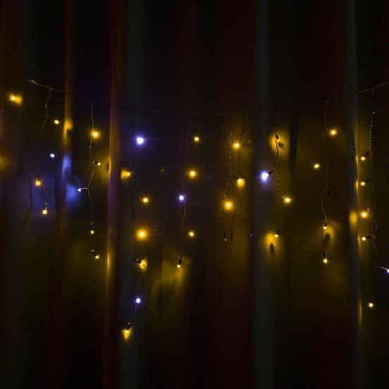 Детальніше про Гірлянда вулична STARLIGHT бахрома жовтий/білий Flash 75LED IP44 чорний 2x0,7м Гірлянда вулична STARLIGHT бахрома жовтий/білий Flash 75LED IP44 чорний 2x0,7м