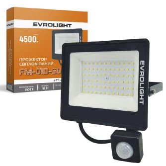 Подробнее о Прожектор светодиодный с датчиком движения EVROLIGHT FM-01D-50 50W 6400К Прожектор светодиодный с датчиком движения EVROLIGHT FM-01D-50 50W 6400К