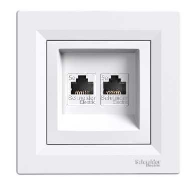 Подробнее о Розетка комп. двойная RJ45 кат.5е UTP, белая, Asfora Розетка комп. двойная RJ45 кат.5е UTP, белая, Asfora