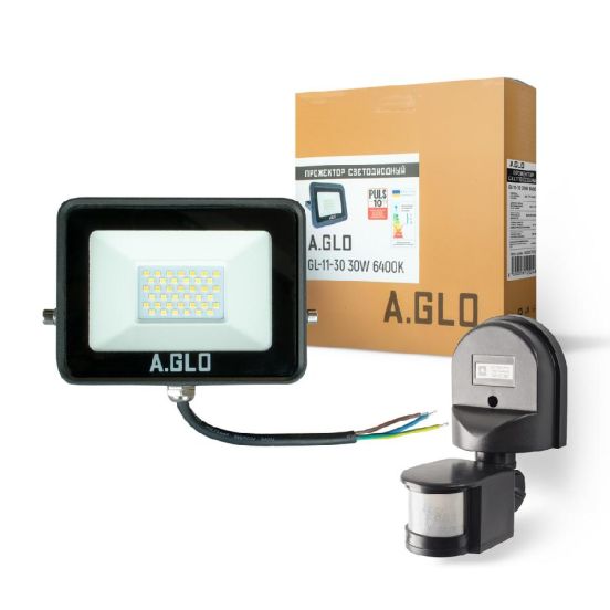 Подробнее о Прожектор светодиодный A.GLO GL-11- 30 30W 6400K и датчик движения 180° (набор A.GLO) Прожектор светодиодный A.GLO GL-11- 30 30W 6400K и датчик движения 180° (набор A.GLO)