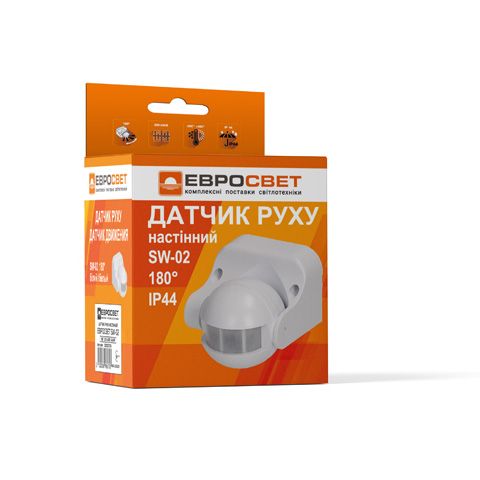 Датчик руху настінний Євросвітло SW-02 180° Білий, фото 7