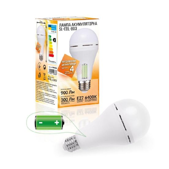 Подробнее о Лампа на аккумуляторе Е27 LED SL-EBL-803 АС9W DC3W 6400К Лампа на аккумуляторе Е27 LED SL-EBL-803 АС9W DC3W 6400К