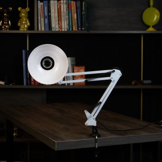 Набір настільна лампа Євросвітло Ridy-027 CL-01 E27 зі струбциною біла + LED лампа 12 Вт, фото 5