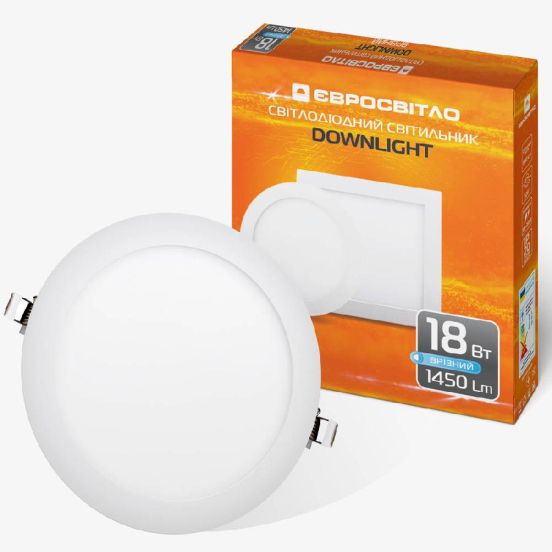 Детальніше про Світильник точковий врізний Євросвітло 18Вт коло LED-R-225-18 4200К Світильник точковий врізний Євросвітло 18Вт коло LED-R-225-18 4200К