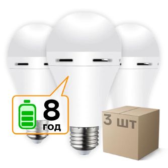 Набор лампа на аккумуляторе Е27 LED CT-4229 АС9W DC3W 6400K 3шт