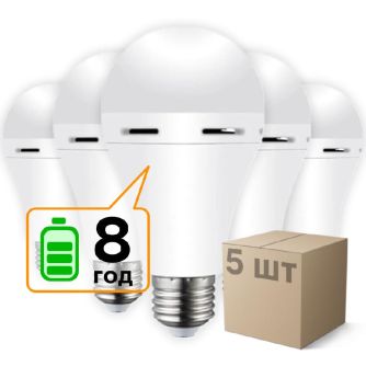 Набор лампа на аккумуляторе Е27 LED CT-4229 АС9W DC3W 6400K 5шт