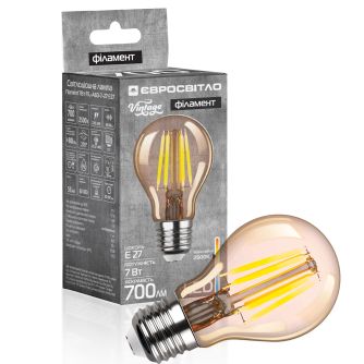 Лампа LED Євросвітло Filament 7Вт FIL-A60-7-27 Е27 винтажная