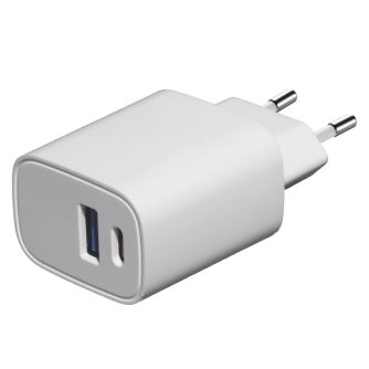 Зарядний пристрій USB-A/USB-C 20W White