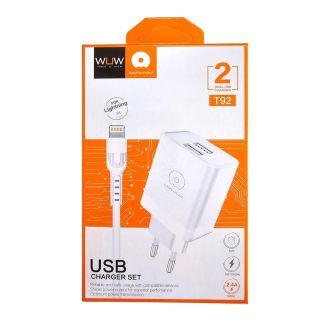 Сетевое зарядное устройство 2USB 5V/2.4А White (Lightning в подарок), фото 3