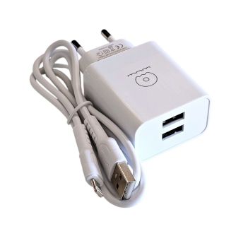 Сетевое зарядное устройство 2USB 5V/2.4А White (Lightning в подарок), фото 4