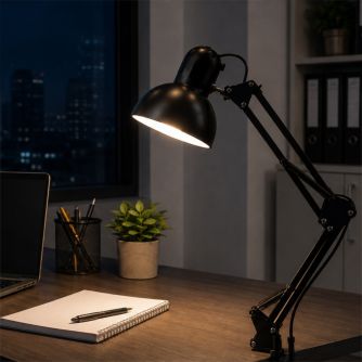 Набір настільна лампа Євросвітло Ridy-027 CL-01 E27 зі струбциною чорна + LED лампа 12 Вт, фото 7