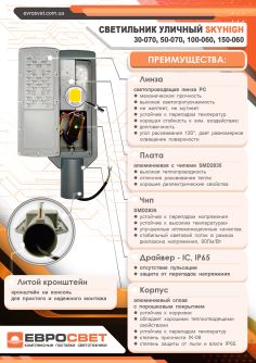 Світильник вуличний консольний Євросвітло 30Вт 6400К SKYHIGH-30-070, фото 3