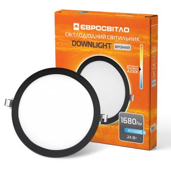 Світильник точковий врізний Євросвітло 24Вт коло LED-R-300-24 4200К чорний