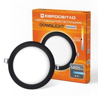Світильник точковий врізний Євросвітло 18Вт коло LED-R-225-18 4200К чорний