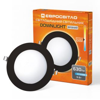 Світильник точковий врізний Євросвітло 9Вт коло LED-R-150-9 4200К чорний