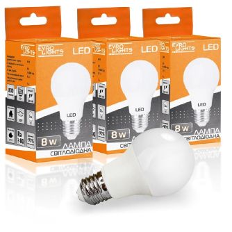 Набір LED лампа Evro Lights 8Вт 4200К A-8-4200-27 Е27 3шт