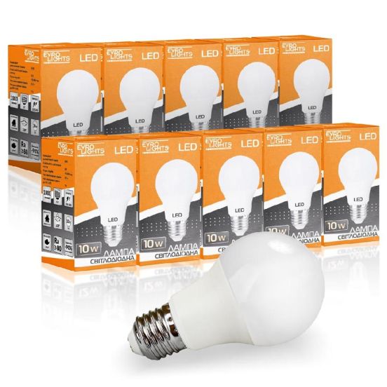 Набір LED лампа Evro Lights 10Вт 4200К A-10-4200-27 Е27 10шт