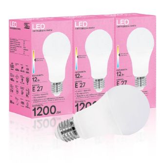 Набір LED лампа Evro Lights 12Вт 4200К A-12-4200-27 Е27 3шт