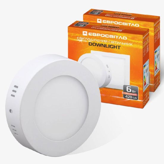 Набор светильник точечный накладной Євросвітло 6Вт круг LED-SR-120-6 4200К 2шт
