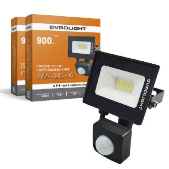 Набір прожектор світлодіодний з датчиком руху EVROLIGHT FM-01D-10 10W 6400К 2шт