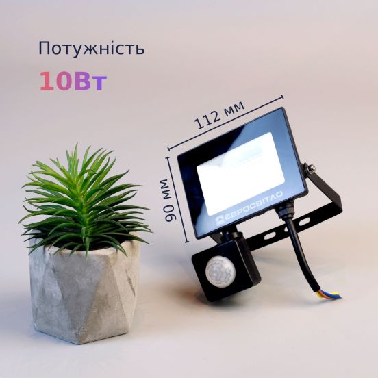 Прожектор светодиодный с датчиком движения Євросвітло 10 Вт 6400К, фото 5