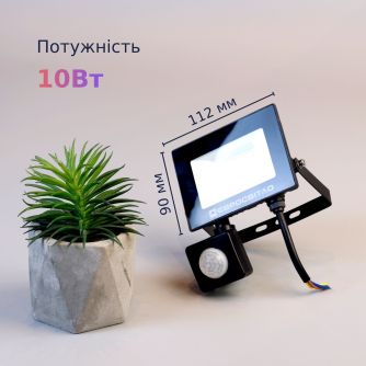 Прожектор светодиодный с датчиком движения Євросвітло 10 Вт 6400К, фото 5