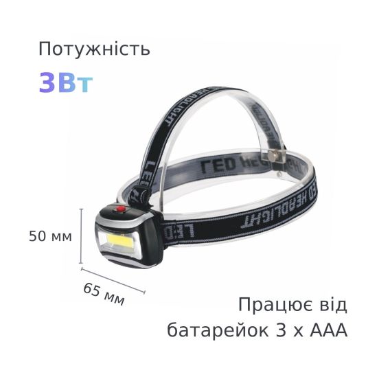 Ліхтарик Tiross TS1860 налобний LED на батарейках, фото 3