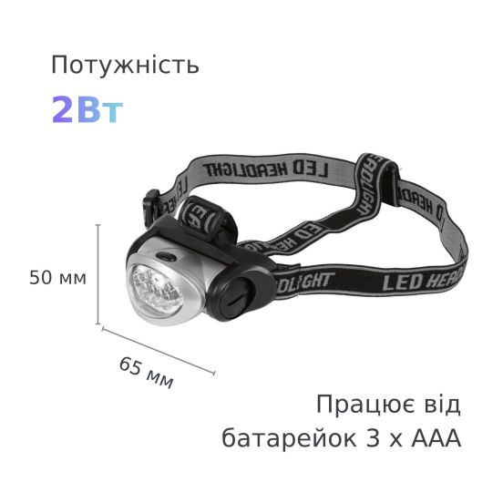Фонарик Tiross TS747 налобный LED на батарейках, фото 2