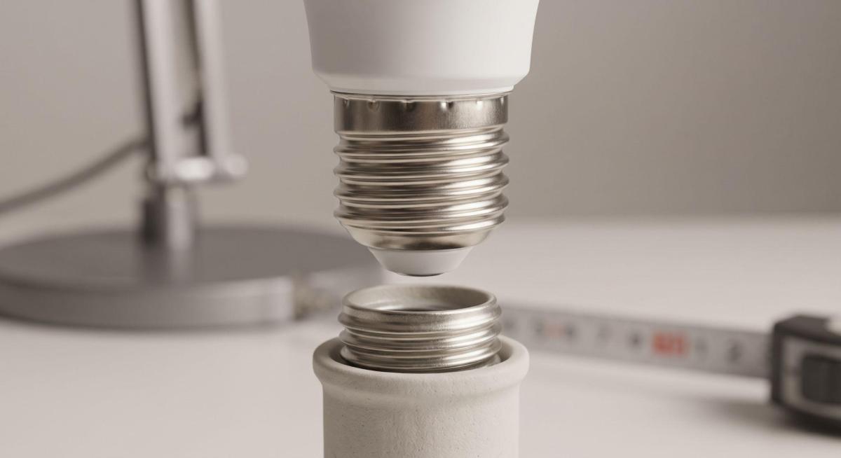 Лампа з цоколем Е27 над керамічним патроном перед вкручуванням